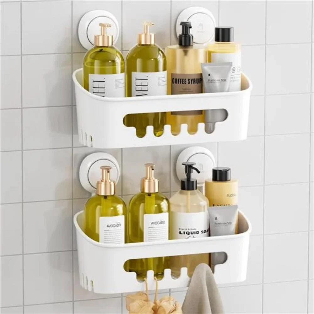 Shower Caddy Suction Cup 2 Pack, Heavy Duty Bathroom Organizer, Removable